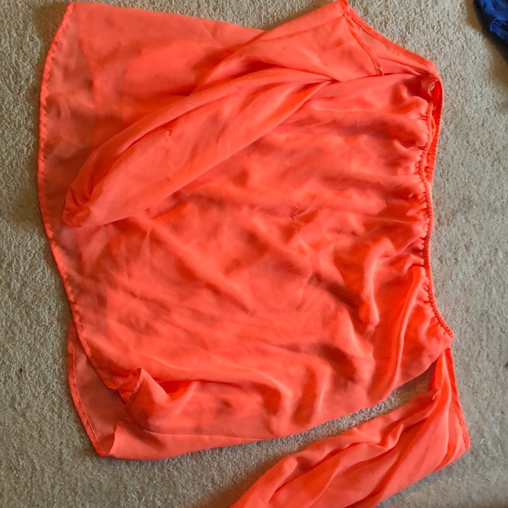 Off shoulder coral shirts.